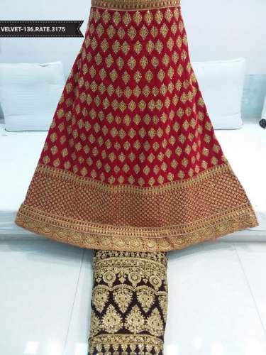 Heavy Work Embroidered Semi Stitched Lehenga by Shri Krishna Print