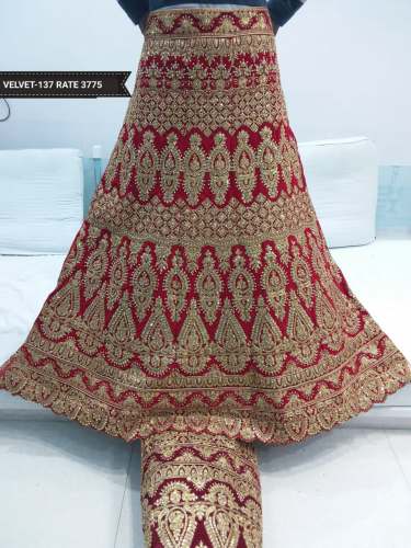 Velvet Hand Work Wedding Lehenga