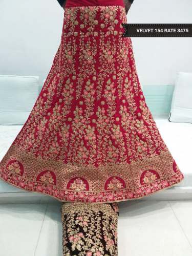 Wedding Wear Bridal Velvet Lehenga by Shri Krishna Print