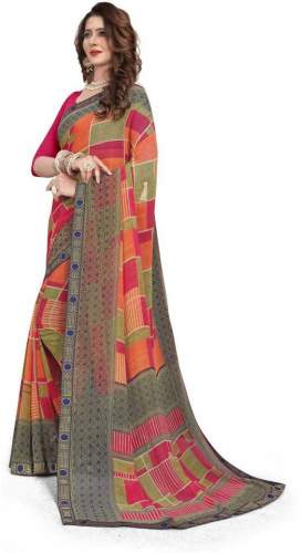 Buy Printed Georgette Saree By Parishkaar Tex by Parishkaar tex