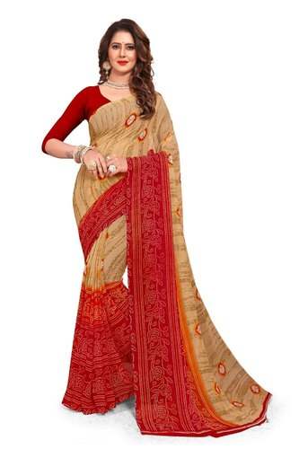 Get Georgette Bandhani Saree By PARISHKAAR TEX by Parishkaar tex