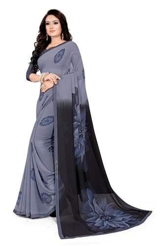 Get Georgette Printed Saree By PARISHKAAR TEX by Parishkaar tex