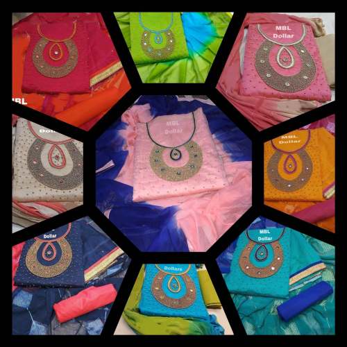 Chanderi Cotton Hnadwork Dress Material