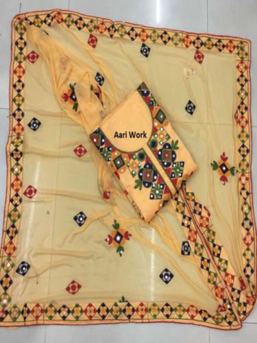 fancy aari work Chanderi Cotton Salwar Kameez