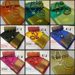 Fancy Cotton Silk Saree With Jewellery