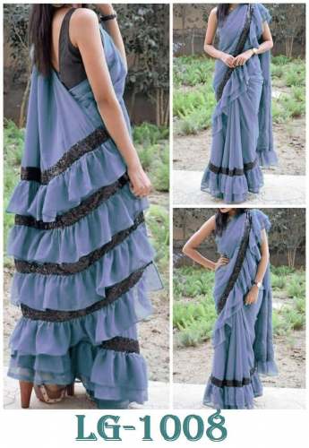 Fancy Party Wear Ruffle saree