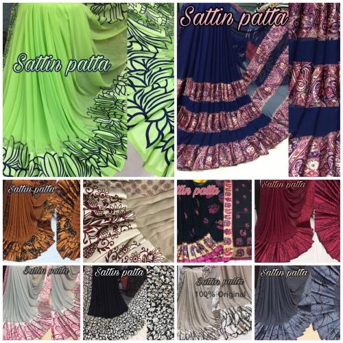 Latest Designer Satin Patta Saree