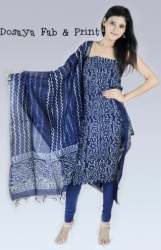 Blue Chanderi Cotton Dress Material