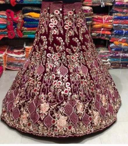 Bridal Wear Heavy Embroidered Lehenga  by Kasturi Sarees