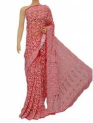 Designer Pink Chikan Saree