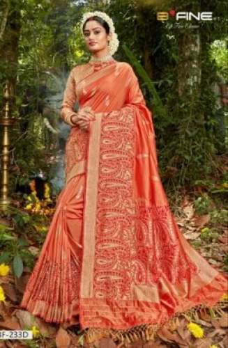 Stylish Zari Work Bridal Silk Saree  by Kasturi Sarees