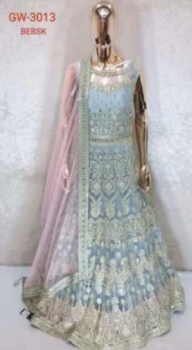 Wedding Wear Semi Stitched Embroidered Gown  by Kasturi Sarees