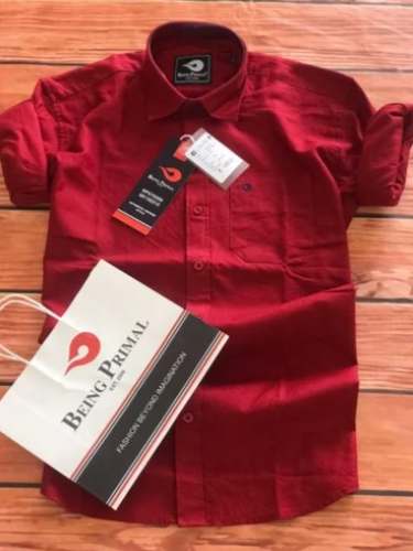 Men Red Plain Linen Shirts by Trade India 360 Degrees