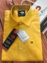 Men Yellow Plain Linen Shirts