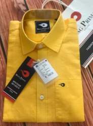 Men Yellow Plain Linen Shirts