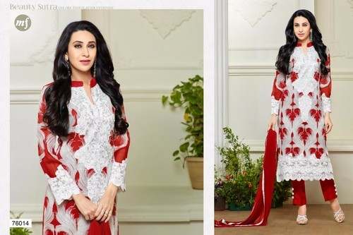 Branded white Georgette Catalog Suit by J N Traders