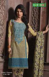 Neck Embroidered Cotton Dress