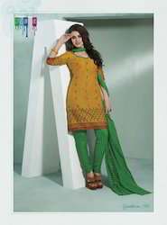 Yellow Cotton Dress Material