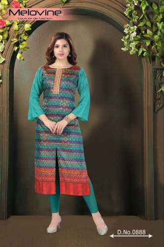 Fancy Front Slit Long Kurti  by Ashok Apparels