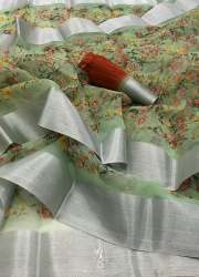 Floral Print Designer Organza Silk Saree 