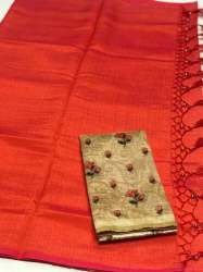 orange color Raw silk saree