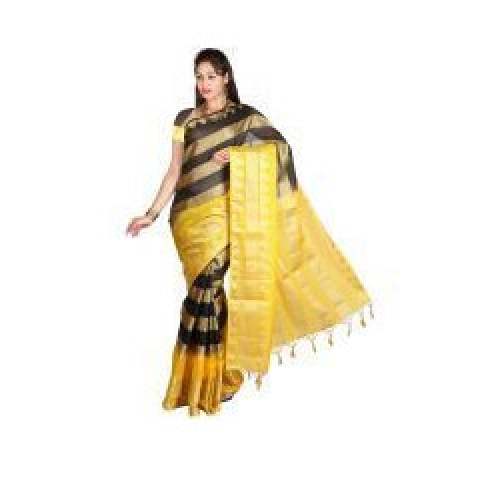 yellow cotton saree by Womantra