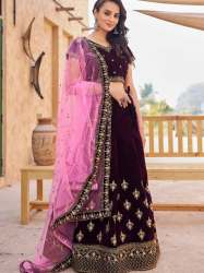 Embroidered Semi - Stitched Lehenga Set