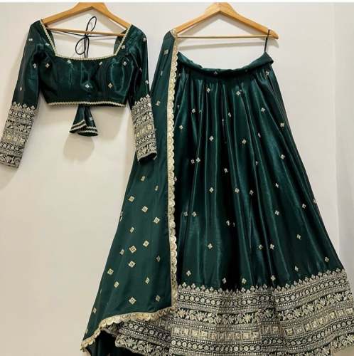Green Renuka Lehenga by Rudra Fashion