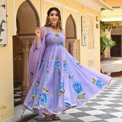 Lavender Gown With Big Flower 