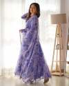 Purple Needle Gown With Flower Designe  thumb 1
