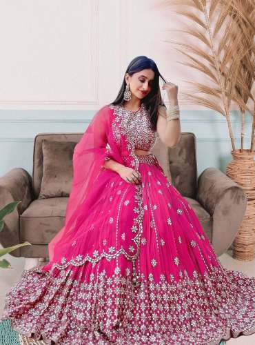 Soft Net Magenta Lehenga