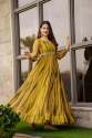 Yellow Laziz Gown With Digital Print 