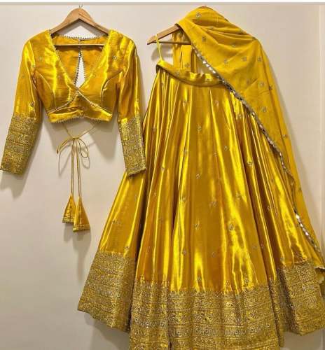 Yellow Renuka Lehenga by Rudra Fashion