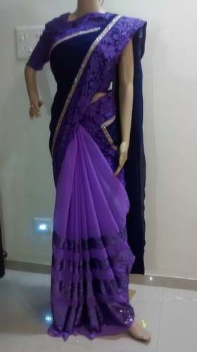 Fancy Partywear Georgette Saree by Mystique Creations