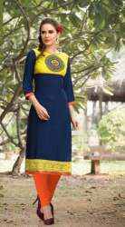 Blue And Yellow Casual Kurtis