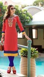 Neck Embroidered Designer Kurtis