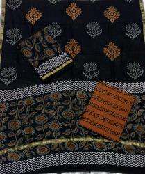 Black Printed Chanderi salwar suit