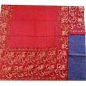 Red color printed chanderi suit