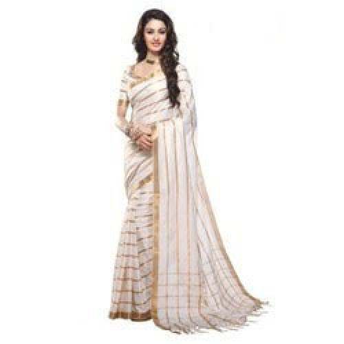 Fancy Plain Striped Bollywood Saree by Ethnic Fashionista