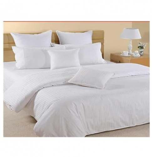 White Stripe Hotel Bed Sheet by M L Textile