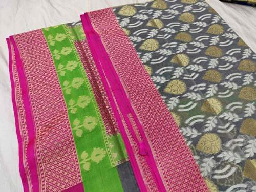 Designer Kora Muslin Saree