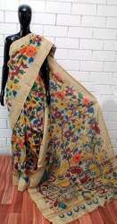 Hand Painted Kalamkari Tussar Silk Saree