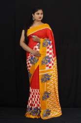 eautiful semi Handloom Linen Chanderi Sarees