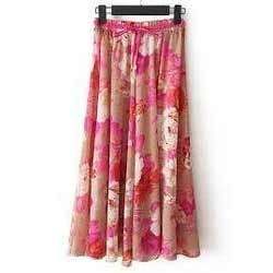 Long printed Chiffon Skirt 