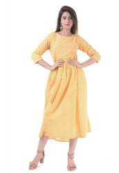 U-Neck Style Diamond Print Flared Cotton Kurti