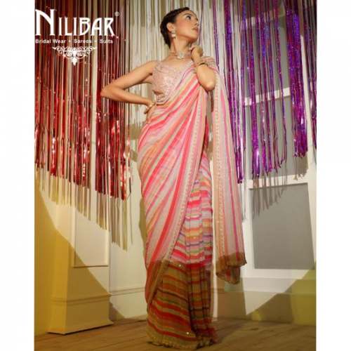 Pearl Work Multi Color Georgettet Saree by Nilibar