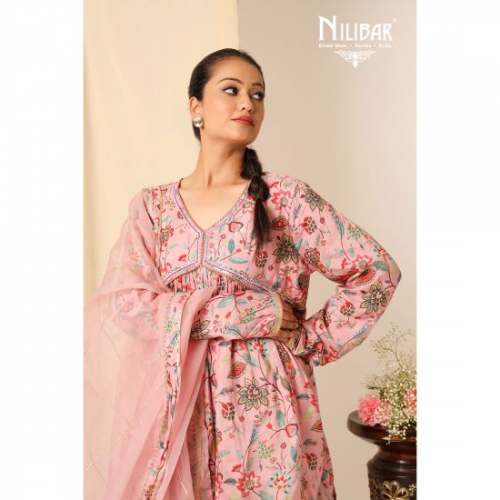 Pretty Pink Peplum Style Sharara Suit by NILIBAR by Nilibar