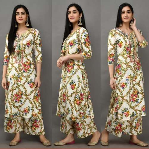 Casual wear Printed Kurti With Palazzo Pant  by Swastika Group