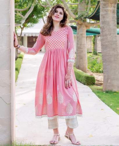 Pink Color Anarkali Kurti  by MissPrint