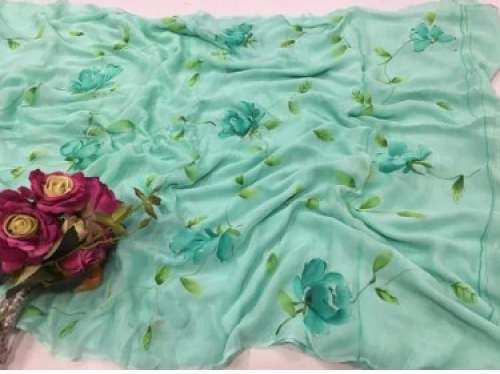 Pure Chiffon Flower Printed Saree  by Sant Lal Sons